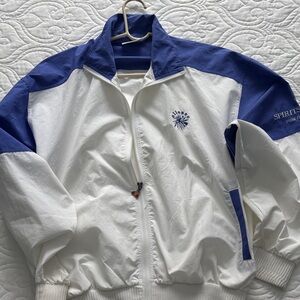 Ellesse Men's Windbreaker in White and Blue Italian Olympics Vintage